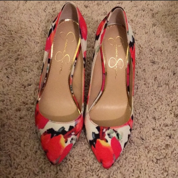 Polka dot with pink heels size 6.5 Jessica Simpson - Picture 1 of 4